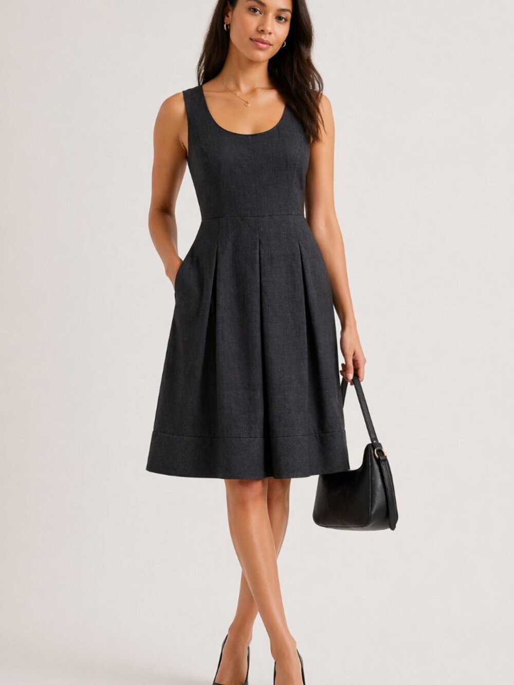 Banana Republic Black Sleeveless Scoop Neck Wool Dress 6